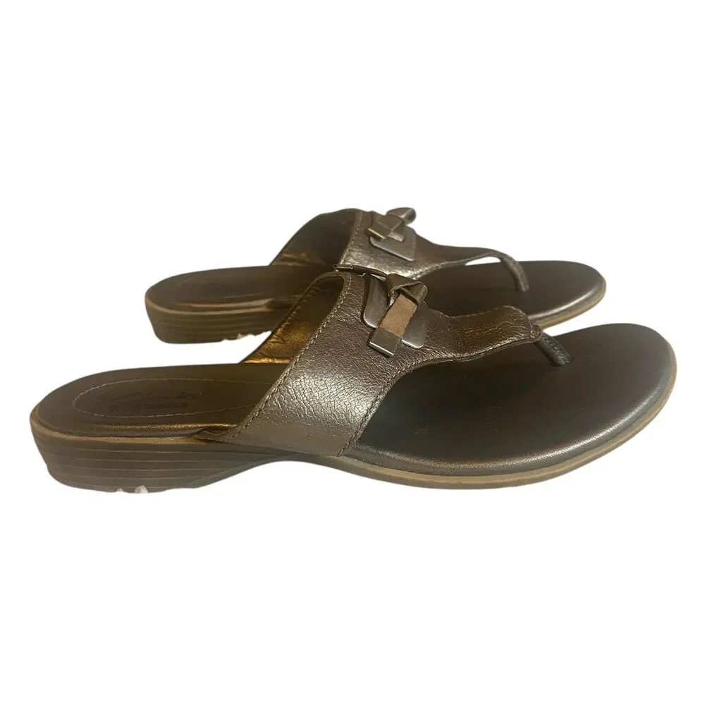 Clarks Sandals Women's Size 6 Metallic Platform Leather